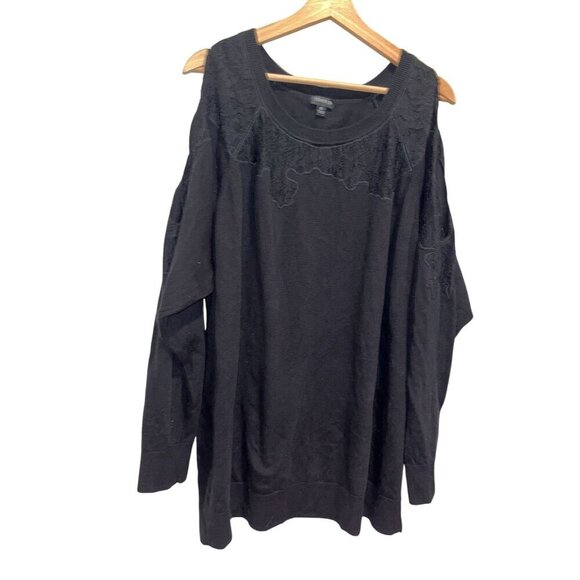 Torrid Black Cold Shoulder Lace Dolman Sleeve Pullover Sweater Women's Size 5x - Picture 1 of 8
